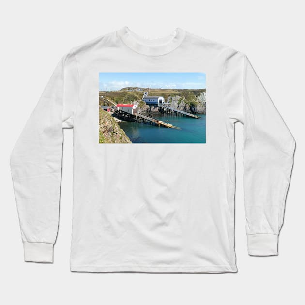 St Davids Lifeboat House, Pembrokeshire, Wales Long Sleeve T-Shirt by Chris Petty